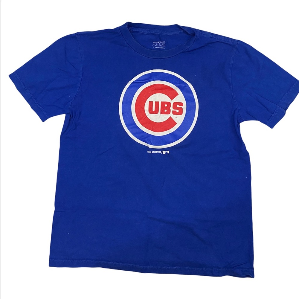 Youth Cubs Blue Short Leve Tshirt Medium MLB Baseball Chicago Cubs